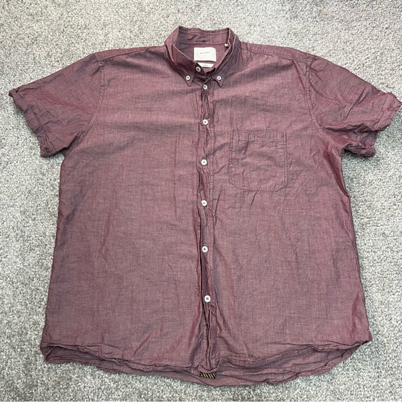 Billy Reid Other - Billy Reid Shirt Mens Large Maroon Standard Fit Solid Short Sleeve Button Down
